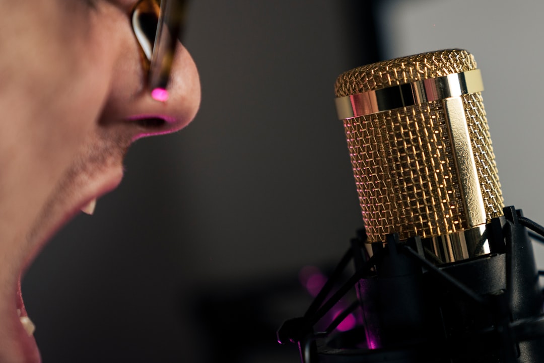 Professional Spanish voice over demo being recorded in a studio with acoustic treatment